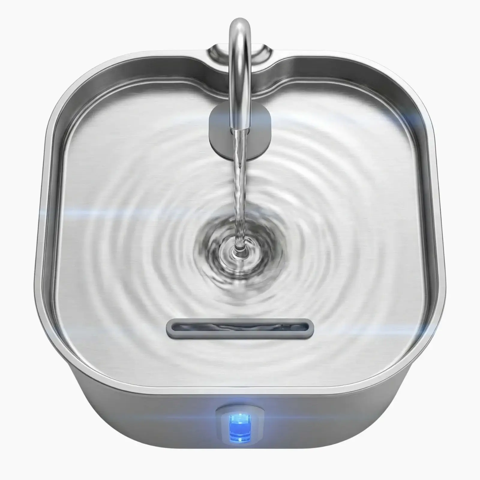 Fontanna PawPeak widok z góry, ukazujący obieg wody i szeroką misę